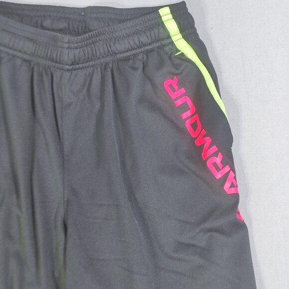 Under Armour athletic shorts youth girl size M black with neon and pink design - Picture 6 of 12